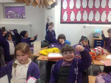 3B make bracelets from recycled plastic bags